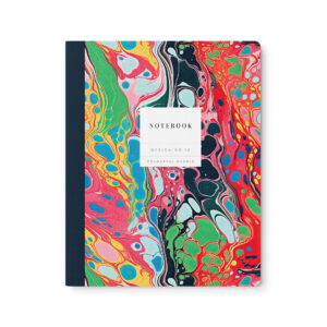 Notebook with colourful marble pattern